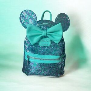 Disney Parks Loungefly Sequin Teal and Purple Backpack